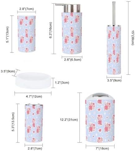Bathroom Accessory Set - Festive 6-Piece Christmas Design Pvc Durable and Stylish