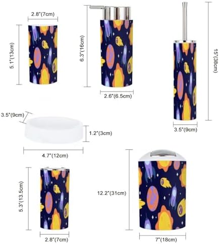 Kawaii Bathroom Accessory Set 6 Piece cosmic Doodle