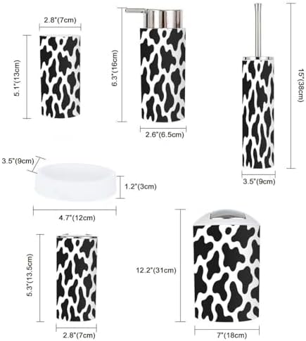 Stylish Black White Milk Cow Skin Bathroom Accessory Set