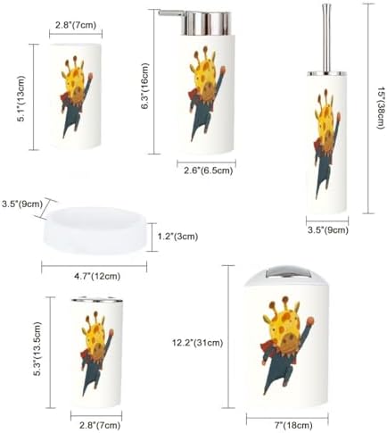 6-Piece Bathroom Accessory Set with Giraffe Design
