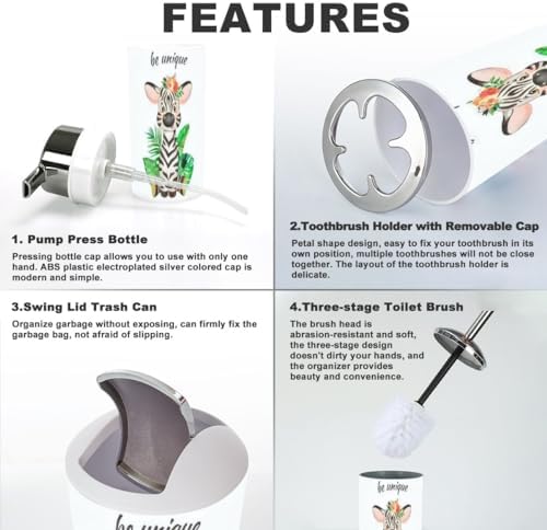 Bathroom Accessory Set - Cute Zebra Built for the Family