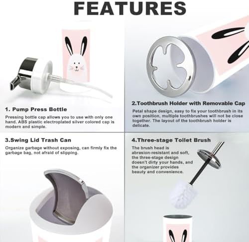 Bathroom Accessories Set with 6 Pcs Wall Art and Storage Solutions