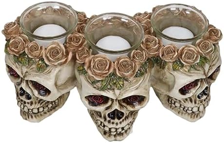 Ebros Gift Trio Gothic Rose Skulls fragrance holder