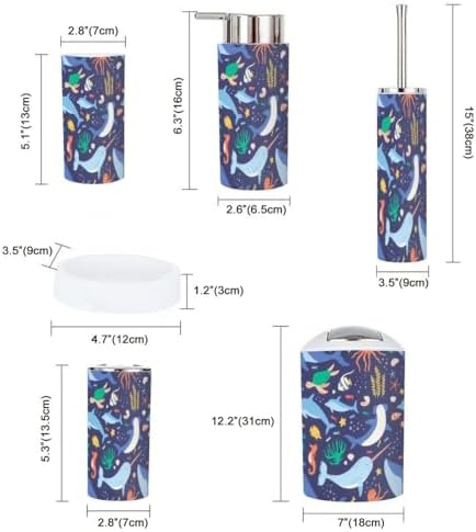 Ocean Animals Blue Bathroom Accessory Set 6 Piece