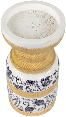Large White and Blue Paisley Candle Holder