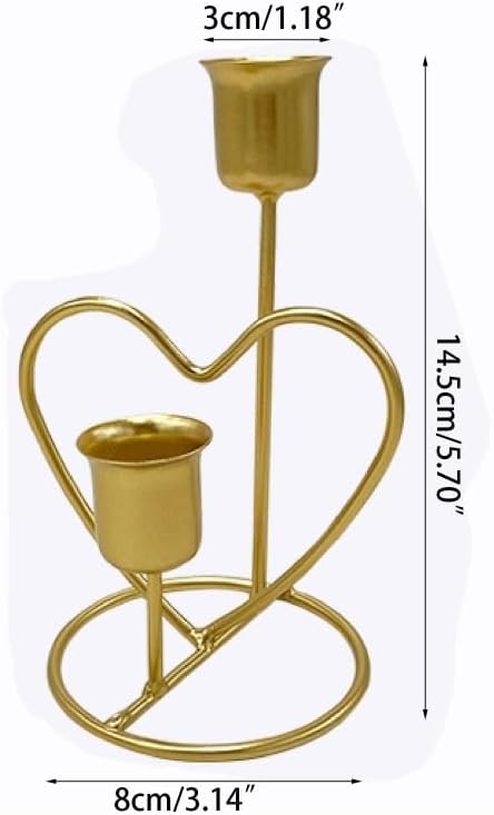 CTXDLK Elegant Gold Metal Heart Candlestick Holder Stand