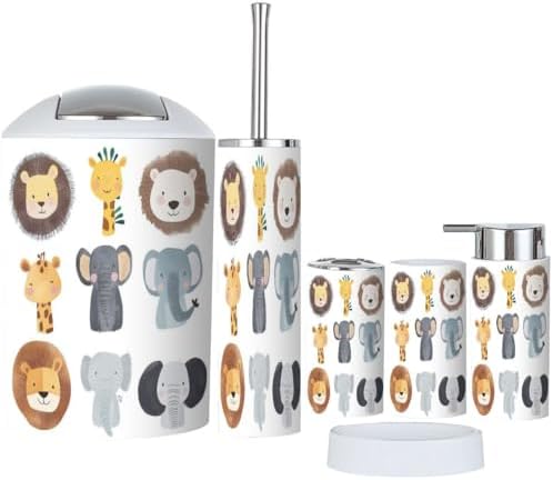 Wild Animals Bathroom Accessory Set 6 Piece