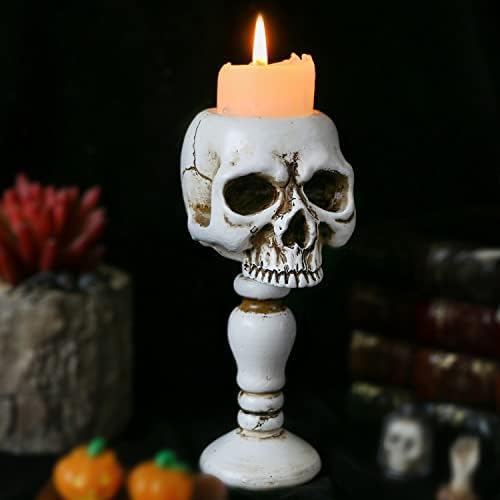 Skull Candle Holder - Gothic Tabletop Spooky Decor