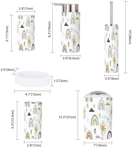 6-Piece Bath Accessory Set - Drawn Rainbows