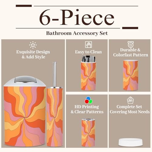 Hippie Boho Retro 6-Piece Bathroom Accessory Set
