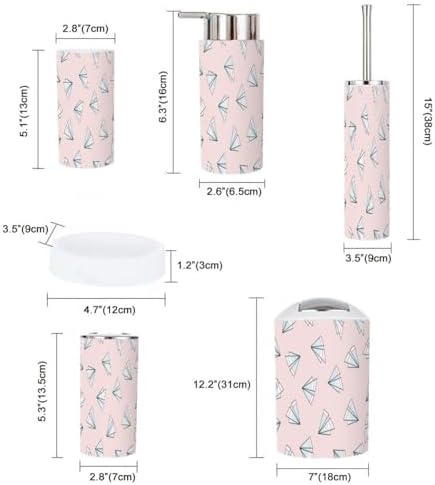 XNGJEMVWXO - 6-Piece Bathroom Accessories Set - Cute Paper Plane Pattern