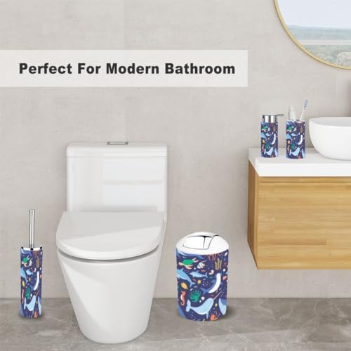 Ocean Animals Blue Bathroom Accessory Set 6 Piece