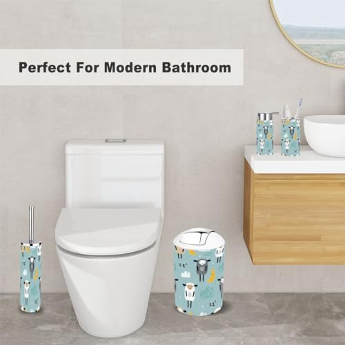 Cute Sheep Moon Clouds 6 Piece Bathroom Accessory Set