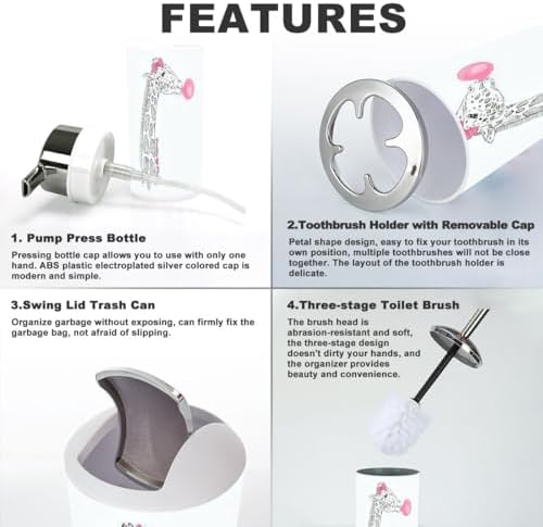 JBNJANKDAV Hand Drawn Giraffe Bathroom Accessories Set