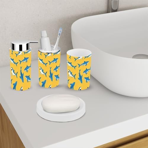 6-Piece Bathroom Set with Shark Pattern Looking Good