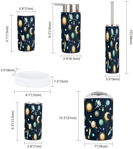 Stylish 6-Piece Bathroom Set for Space Explorers Durable Functional