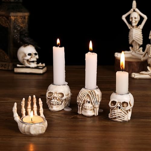 4pc Skeleton Candle Holder