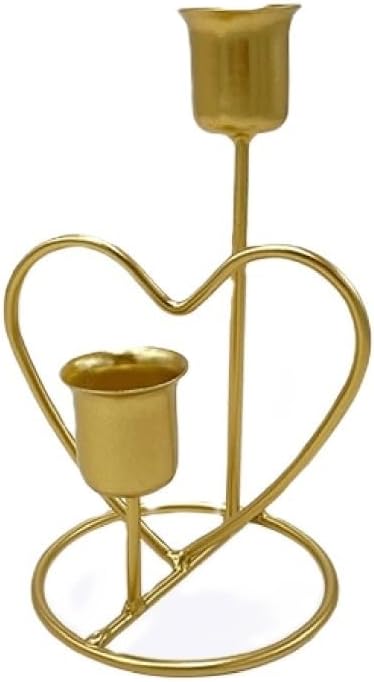 CTXDLK Elegant Gold Metal Heart Candlestick Holder Stand