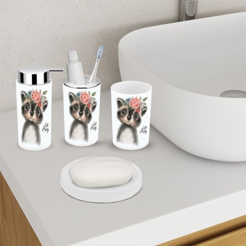 Cute Floral Bathroom Accessory Set 6 Piece