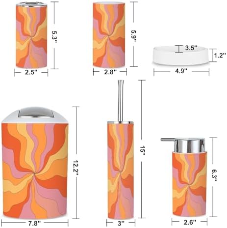 Hippie Boho Retro 6-Piece Bathroom Accessory Set