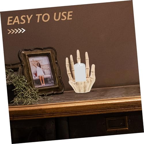 Halloween Skull Candle Holder Resin Skeleton Hand Tea Light Stand