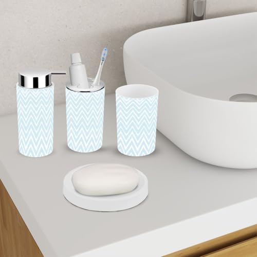 6 Piece Bathroom Accessory Set with Stripe Design