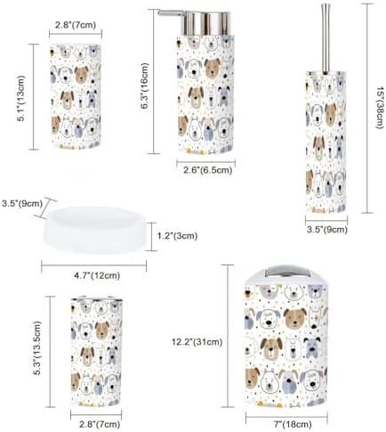 Sturdy Scandinavian Bathroom Set for Kids 6 Piece Childish Design with SoftOTH