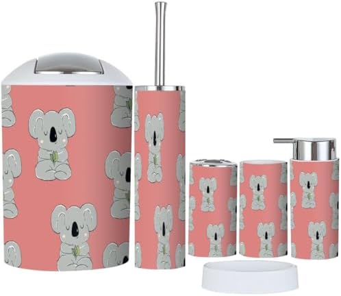 Bathroom Accessory Set - Cute Koala Australian Animal Set with 6 Pieces