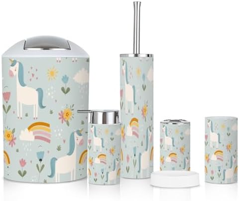 6-Piece Bathroom Accessories Set - Cute Flower Design for Modern Bathrooms