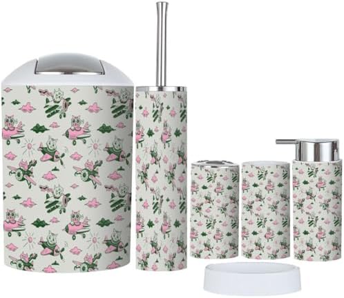 Stylish 6-Piece Durable Pvc Bathroom Accessories Set for Daily Use