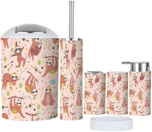 Premium 6-Piece Bathroom Accessory Set with Cute Animal Design