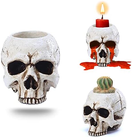 BENEKIY Retro Skull Candle Holder Handmade