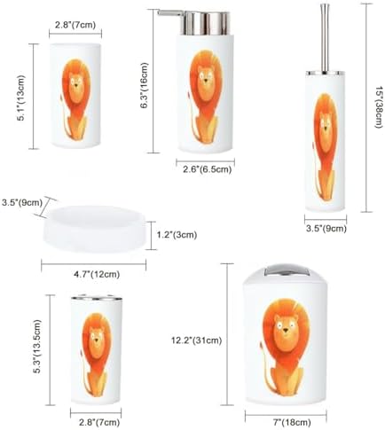 Cute Baby Lion Bathroom Accessory Set 6 Piece