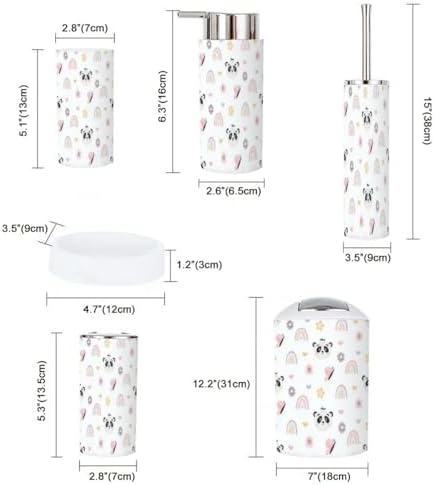 Stylish 6-Piece Bathroom Accessory Set with Cute Panda Design