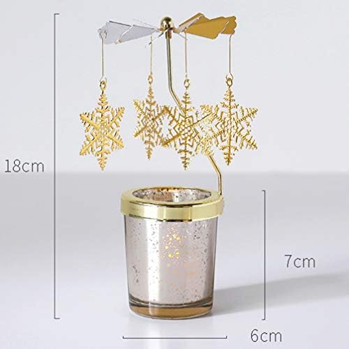 2pcs Rotating Christmas Candlestick Gold Snowflake and Fawn Holder