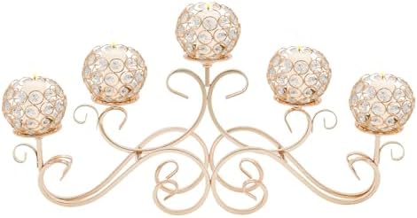 SOKDNHF 5-Arm Crystal Candle Holders - Elegant Candlestick Centerpiece for Weddings Events