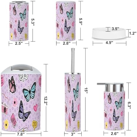6 Piece Cute Butterfly Bathroom Accessories Set