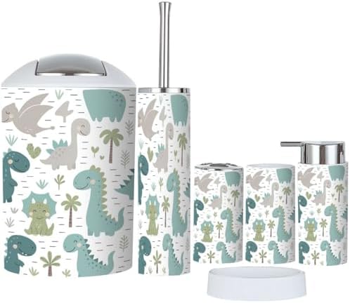 6 Piece Dinosaur Bathroom Accessory Set