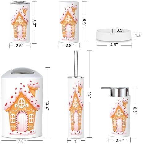 Stylish 6-Piece Bath Accessory Set Gingerbread House
