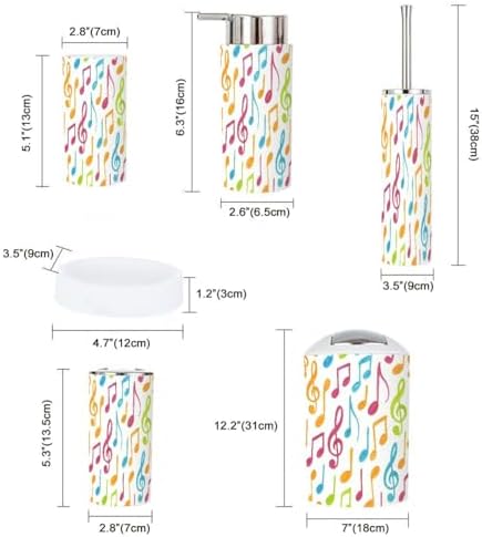 Bathroom Accessory Set 6 Piece Boho Unique Design Trash Can More