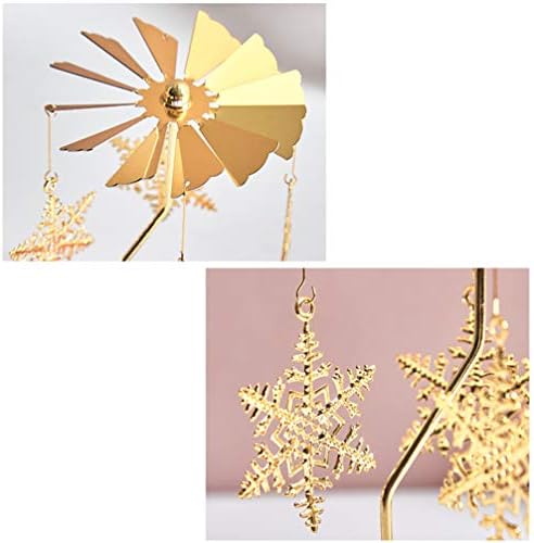 2pcs Rotating Christmas Candlestick Gold Snowflake and Fawn Holder