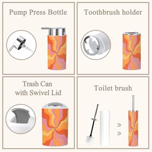 Hippie Boho Retro 6-Piece Bathroom Accessory Set