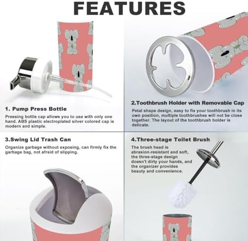 Bathroom Accessory Set - Cute Koala Australian Animal Set with 6 Pieces