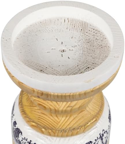 Large White and Blue Paisley Candle Holder