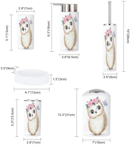 Cute Owl Bathroom Accessory Set 6 Piece 1