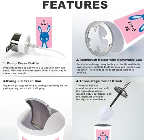 Stylish Durable 6-Piece Bathroom Accessories Set for Home Kitchen