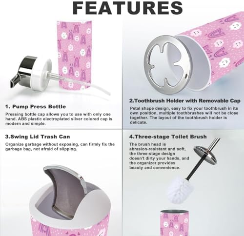 Stylish 6-Piece Bathroom Set - Rainbow Design