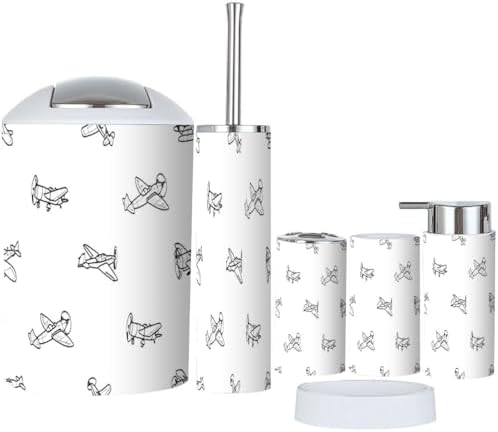 6 Piece Aircraft Kids Bathroom Accessory Set