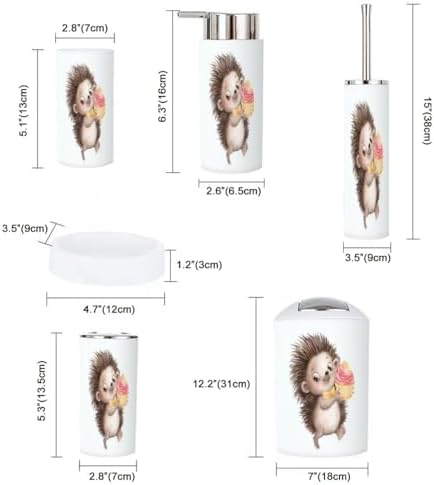 6-Piece Cartoon Hedgehog Bathroom Set
