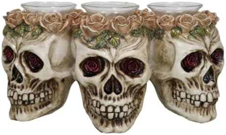 Ebros Gift Trio Gothic Rose Skulls fragrance holder